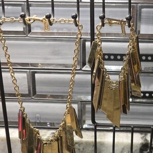 Coach Gold and Mirrored Brass Necklace/Bracelet Set